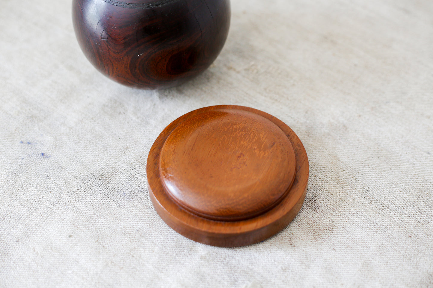 Edwardian Lignum Vitae Lawn Ball on Wooden Stand