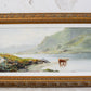 Antique Scottish Highlands with Cows Landscape Painting (c1890) in Custom Ornate Gilt Frame