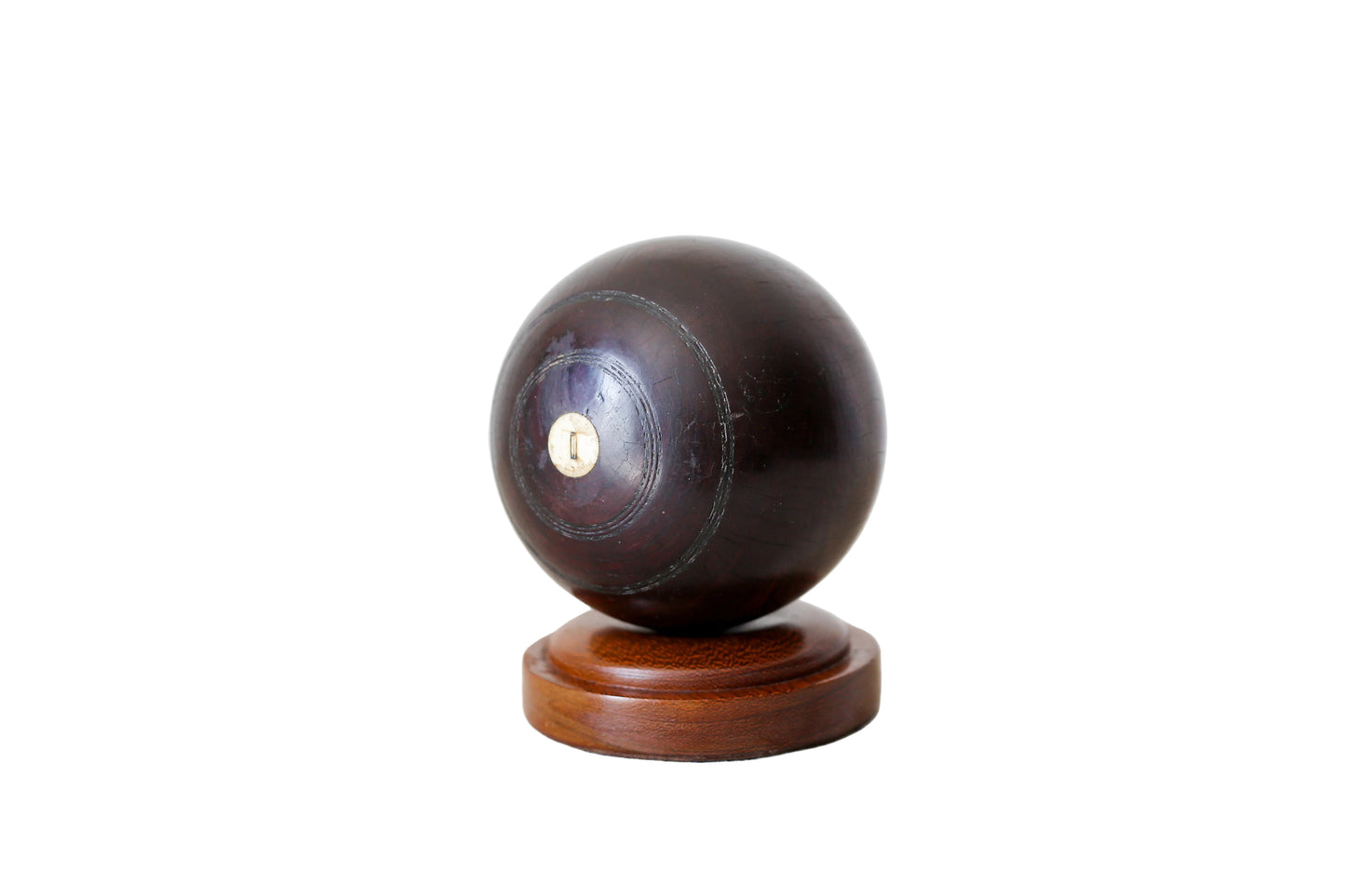 Edwardian Lignum Vitae Lawn Ball on Wooden Stand