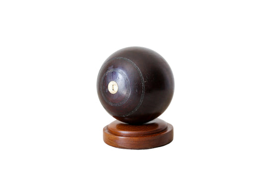 Edwardian Lignum Vitae Lawn Ball on Wooden Stand