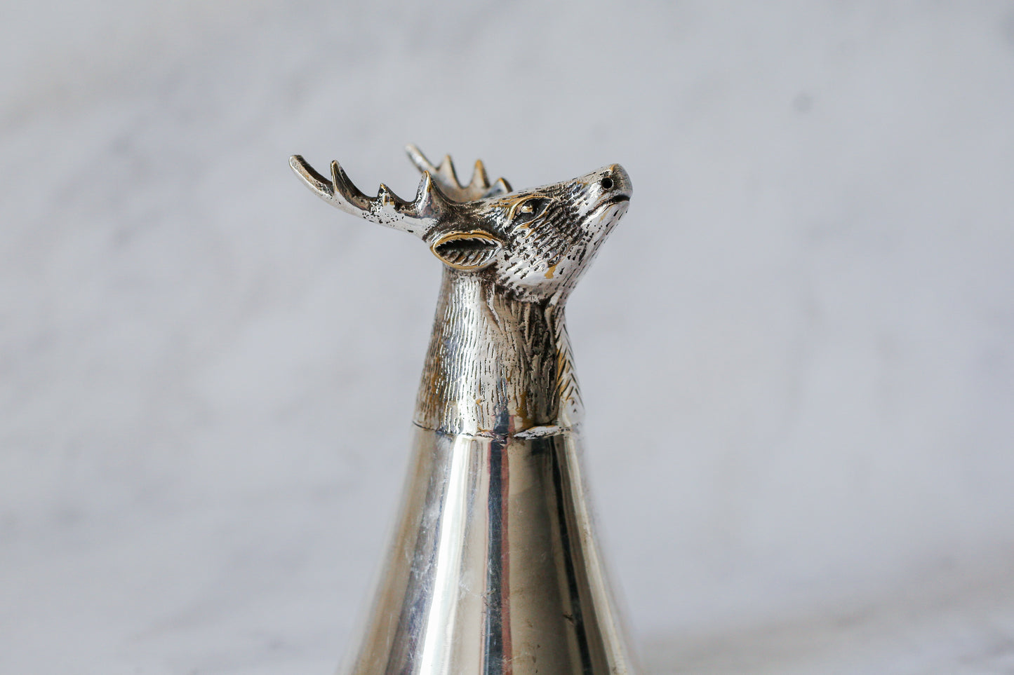 Antique English Silver-Plated Stag Head Stirrup Cup