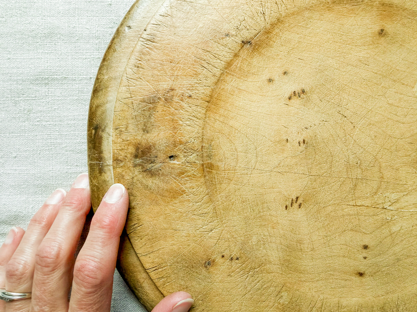 "Bread" Carved Board with Repaired Split, c1920
