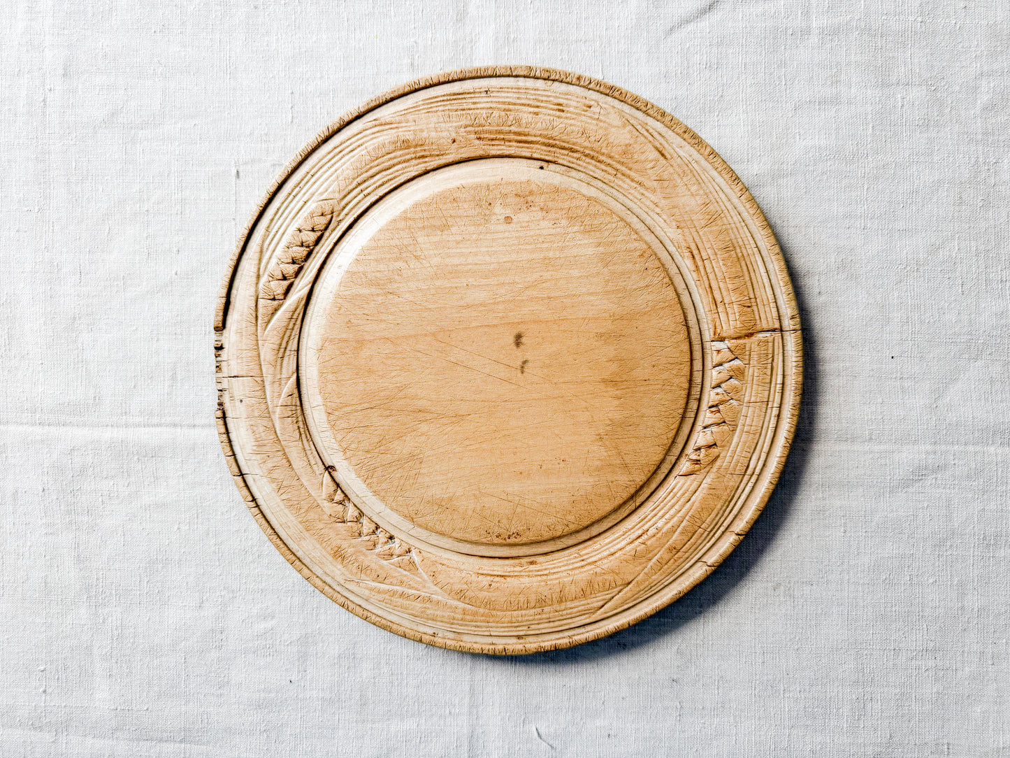 Antique Carved Wheat English Bread Board