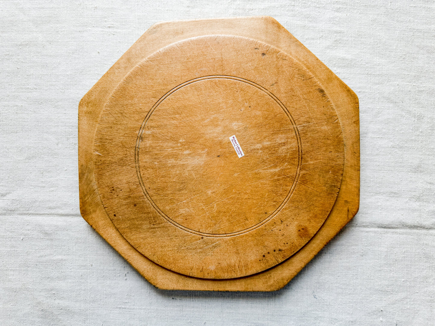 Simple Octagonal English Bread Board with Provenance, c1920