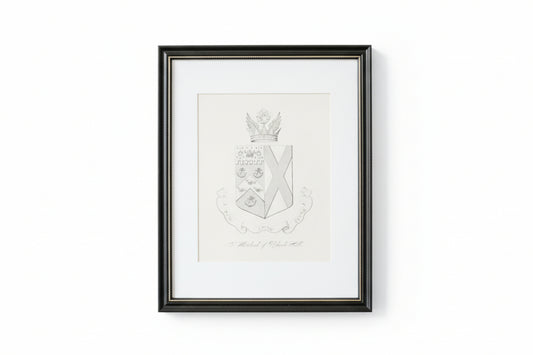 19th Century Coat of Arms of Col. Whitehead, Uplands Hall, Lancashire | Contemporary Black and Gilt Frame