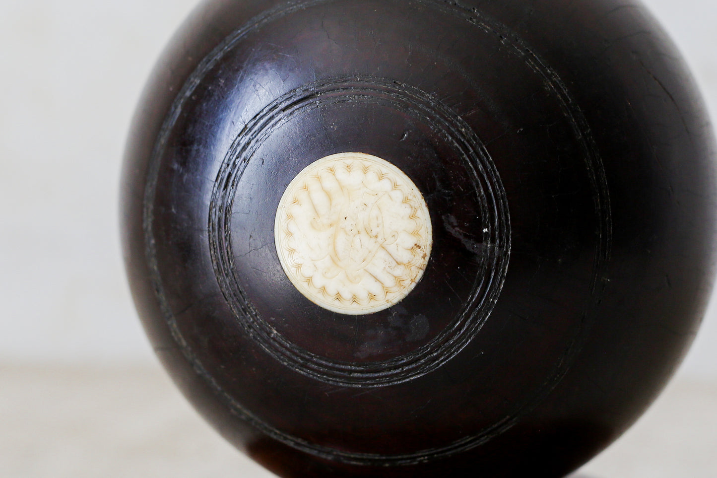 Edwardian Lignum Vitae Lawn Ball on Wooden Stand
