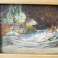 Still Life of Fish Framed Oil Painting on Board