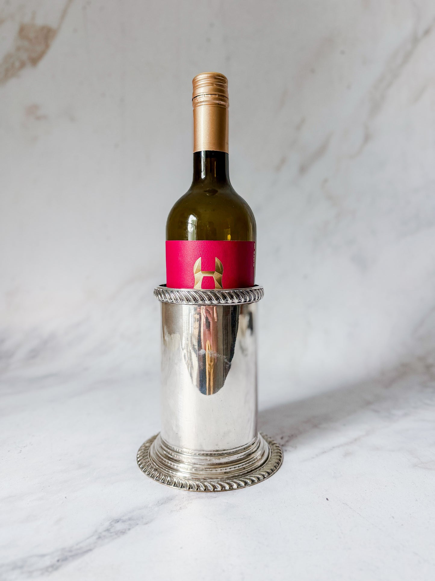 Vintage Silver-Plated Weighted Wine Coaster Sleeve – Gadroon Rope Trim