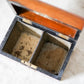 Antique Dome Top Walnut Tea Caddy with Brass Decoration, c1860