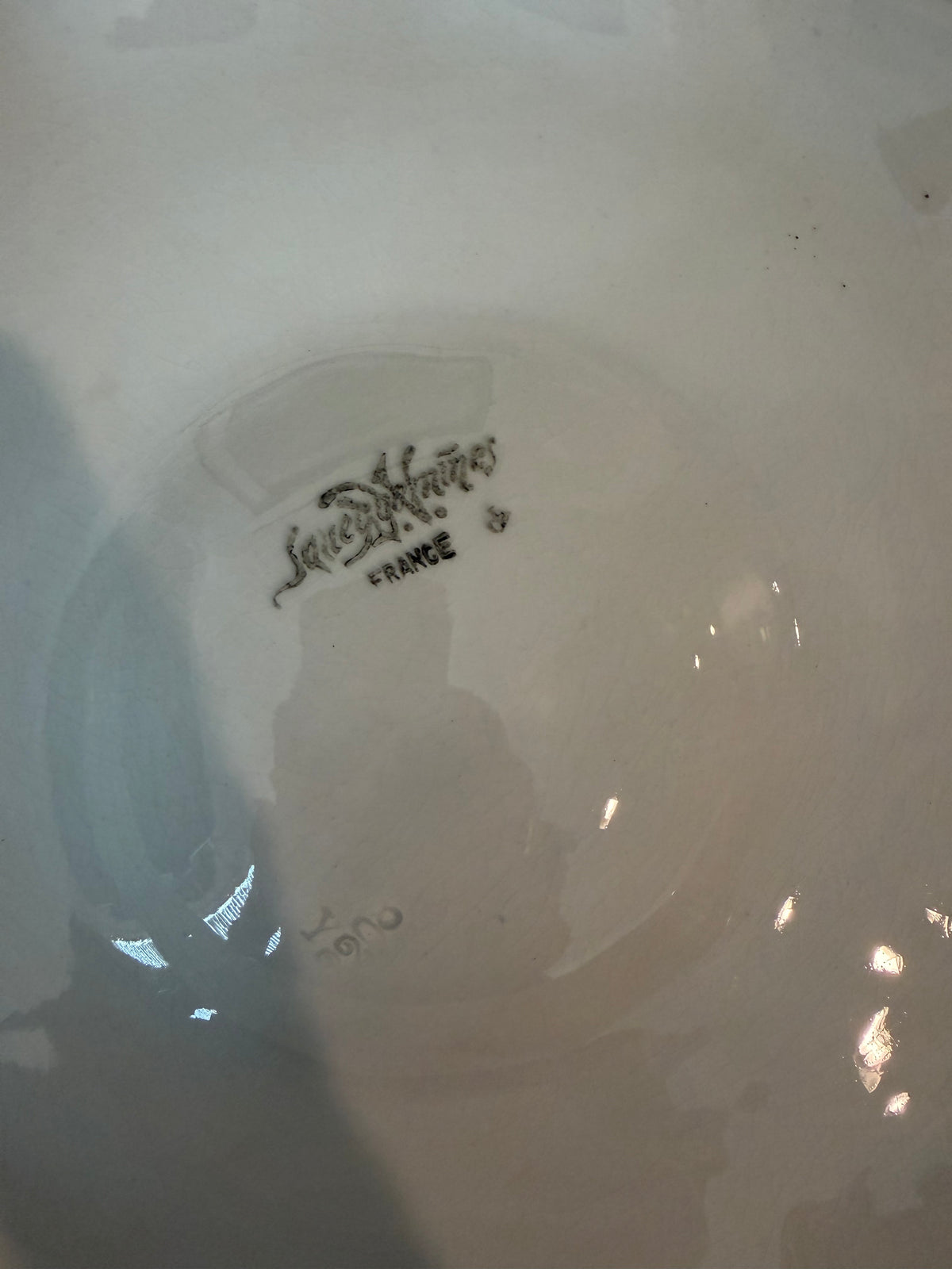 Sarraguemines 12-well master oyster server plate, c1920
