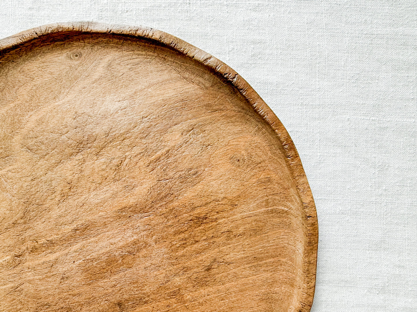 Treen Wood Bread Platter with Raised Edges, c1930