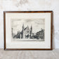 Framed Signed Dry Etching of the Hague by Roodenburg, 1954