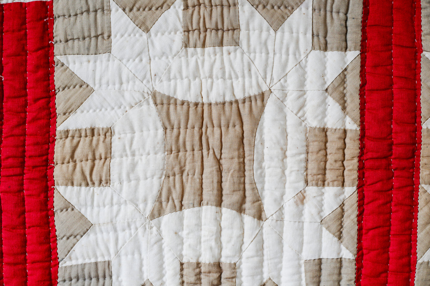 All Hands Round Vegetable Dyed Green and Turkey Red Quilt, c1880