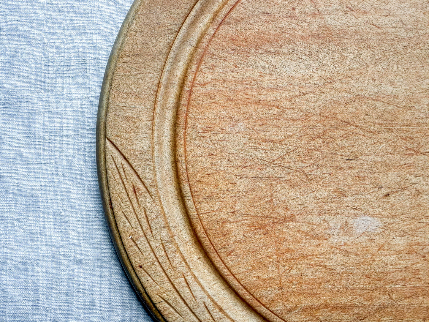 Vintage English Carved "Bread" Board with Stylized Flower