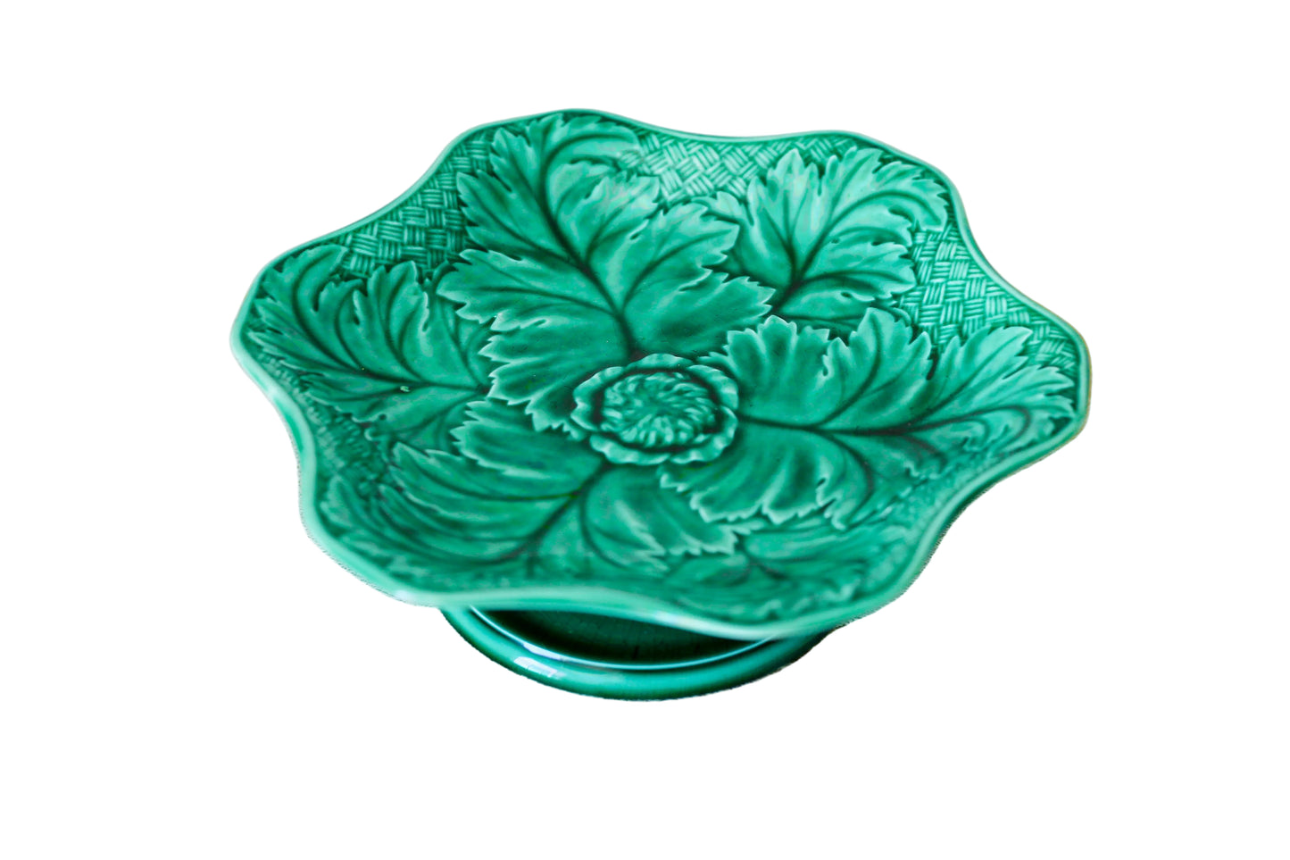 Antique Green Wedgwood Chrysanthemum Pedestal Compote, c1870