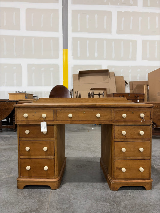 Pine desk with drawer banks (in 3 pieces)