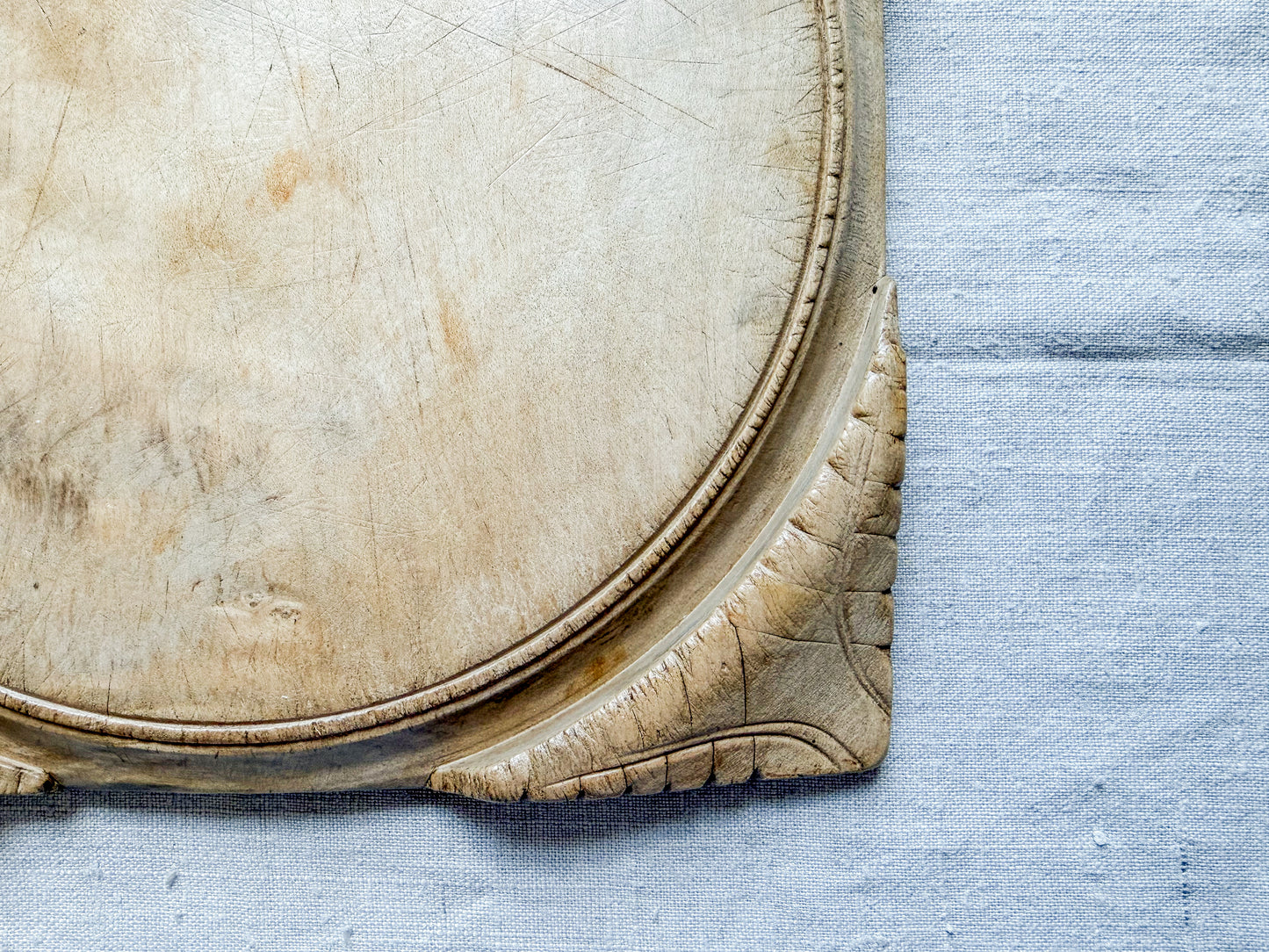 Square Carved Geometric English Bread Board, c1900