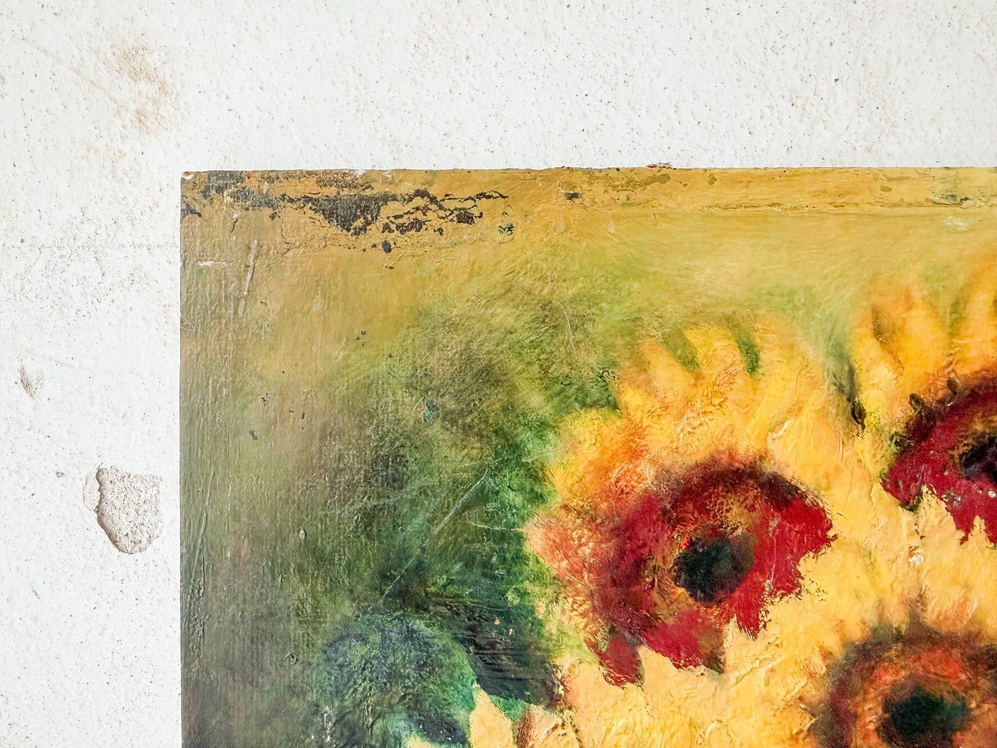 Unframed Oil Painting of Sunflowers in Vase, Signed B. Maak