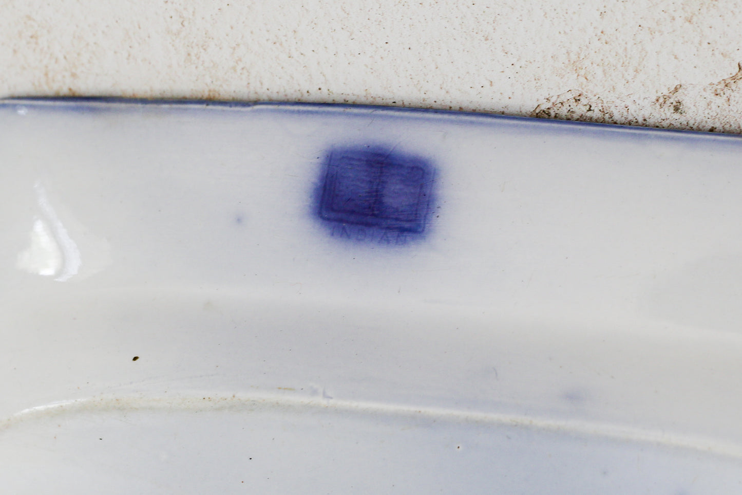 Antique Flow Blue Ironstone 15" Platter – "Indian" Pattern (c. 1850)