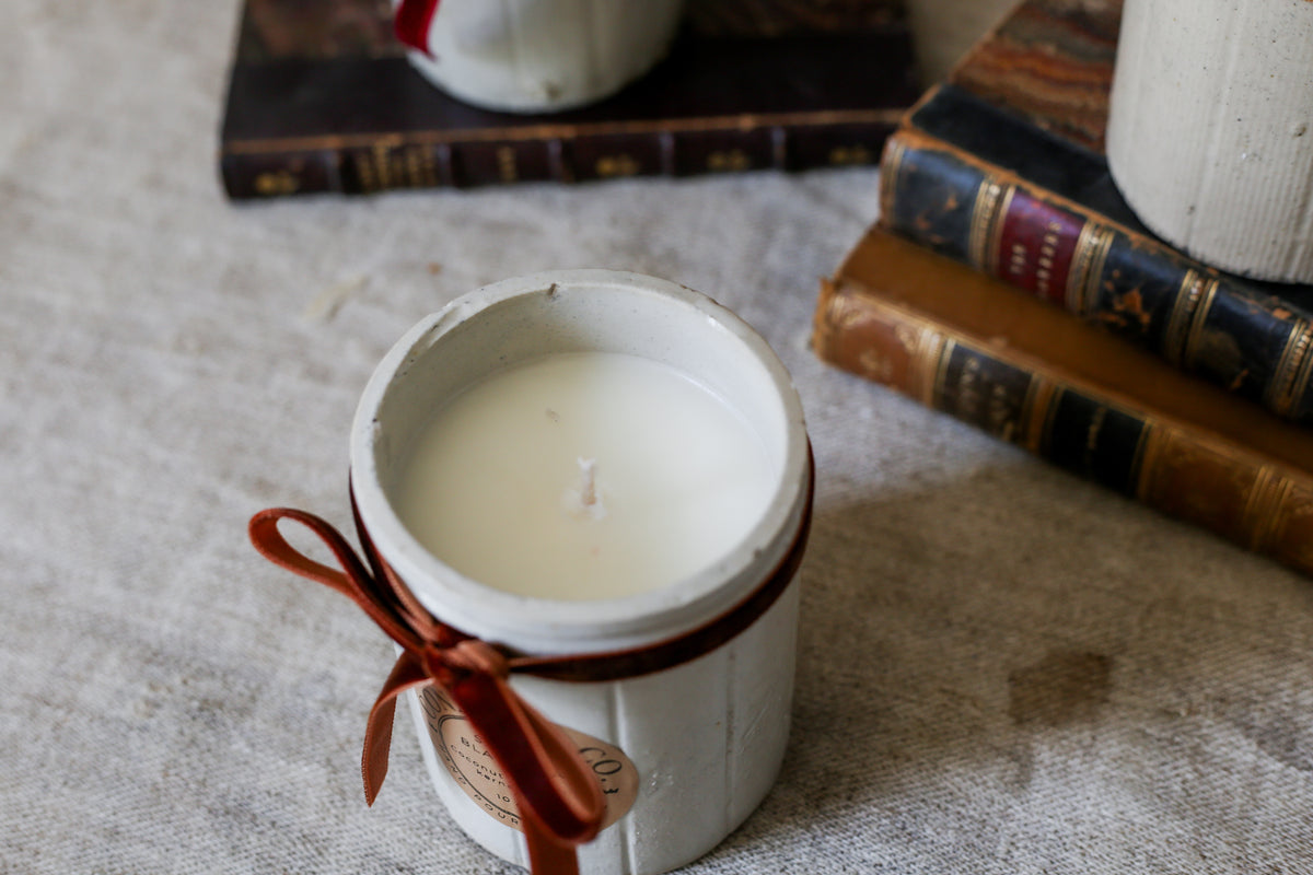 Antique English Stoneware Jar 10 oz. Candles
