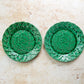 Set of 2 Antique Cabbage Leaf on Basket Greenware Majolica Plates by Edge Malkin & Co.