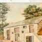 Unframed English Farmyard Scene with Woman Feeding Chickens, c1930