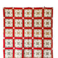 Quilt with red and beige pattern on a white background
