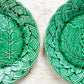 Set of 2 Antique Cabbage Leaf on Basket Greenware Majolica Plates by Edge Malkin & Co.