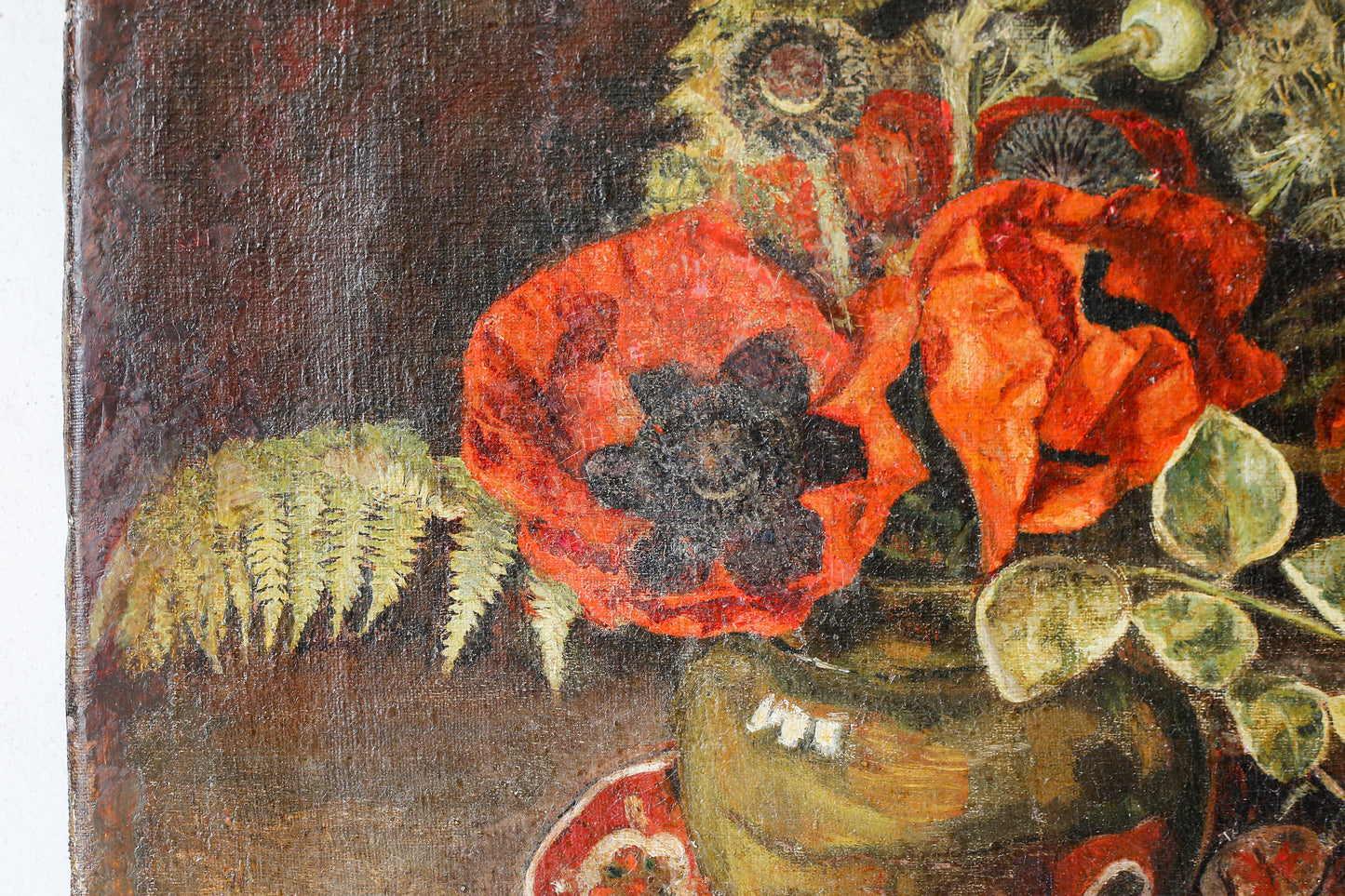 Antique Still Life of Poppies in Vase, Signed by R. Goodwin, ESK, c1890