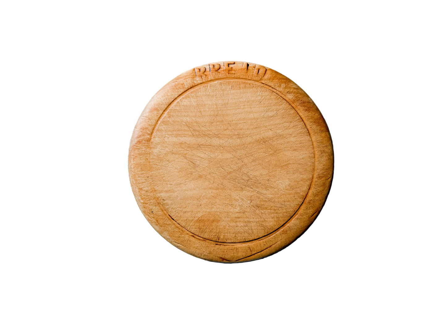 Vintage "Bread" Round Carved English Bread Board