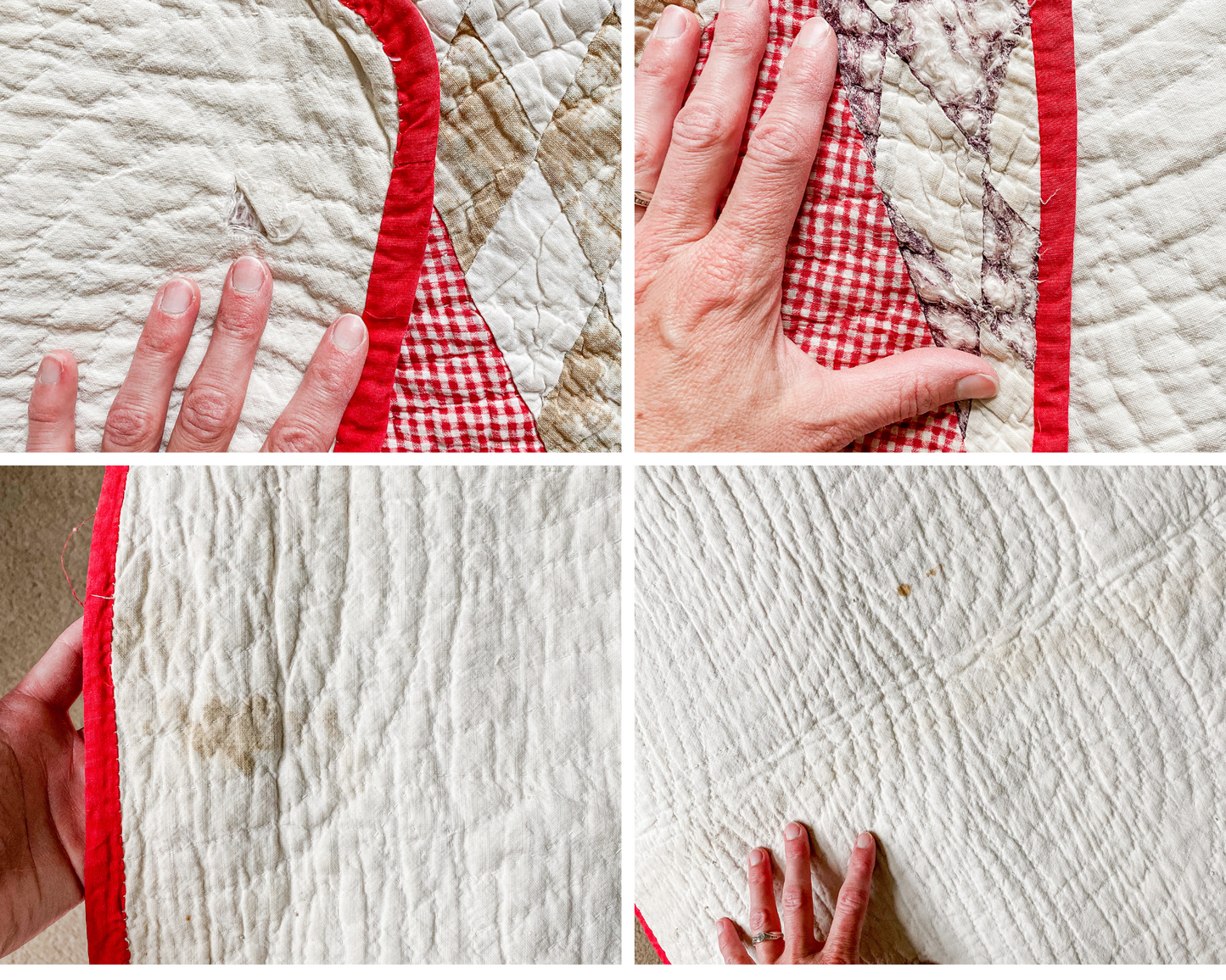 Antique Red and White Sugar Loaf Quilt