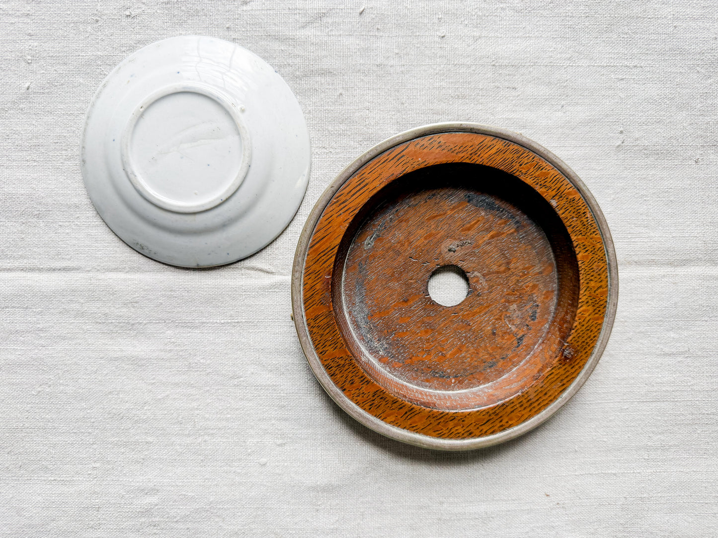Goodall's Yorkshire Relish Dish in Wood Base, c1900