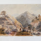 Antique Watercolor of Scottish Highlander and Mountains (c1880) in Custom Ornate Black and Gold Frame