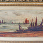 Antique British Coastal Scene Oil Painting in Gilt Wood Frame, c1900