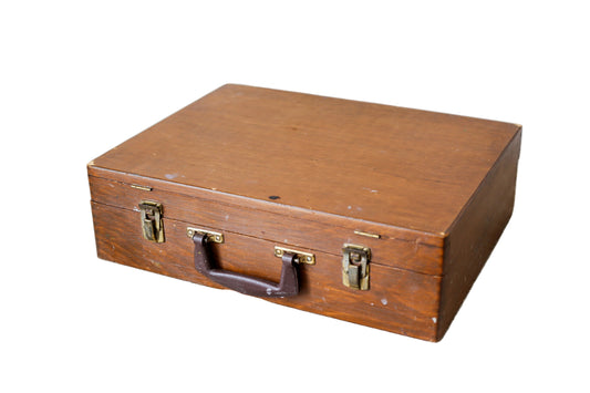 Vintage Wooden Artist's Sketch Box with 3 Palettes