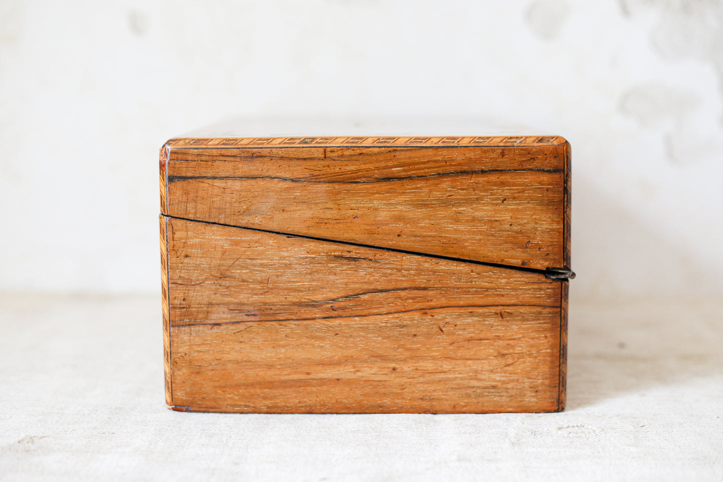 Antique Burr Walnut Tunbridge-Style Stationery Box, c. 1870