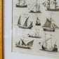 18th Century Copper Plate Engraving of Sailing Ships | Contemporary Textured Gilt Frame