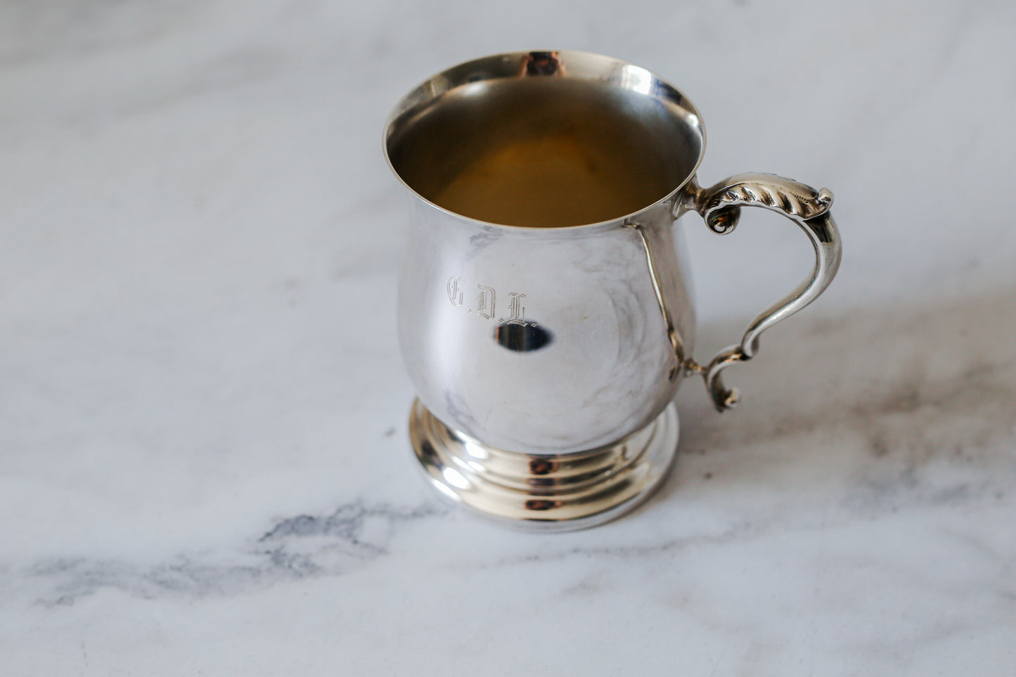 Vintage Mid-Century English Silverplate Tankard by Francis Howard – Engraved 'GDL'