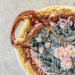 Antique Begonia Leaf and Pink Blossom Majolica Tray, c1880