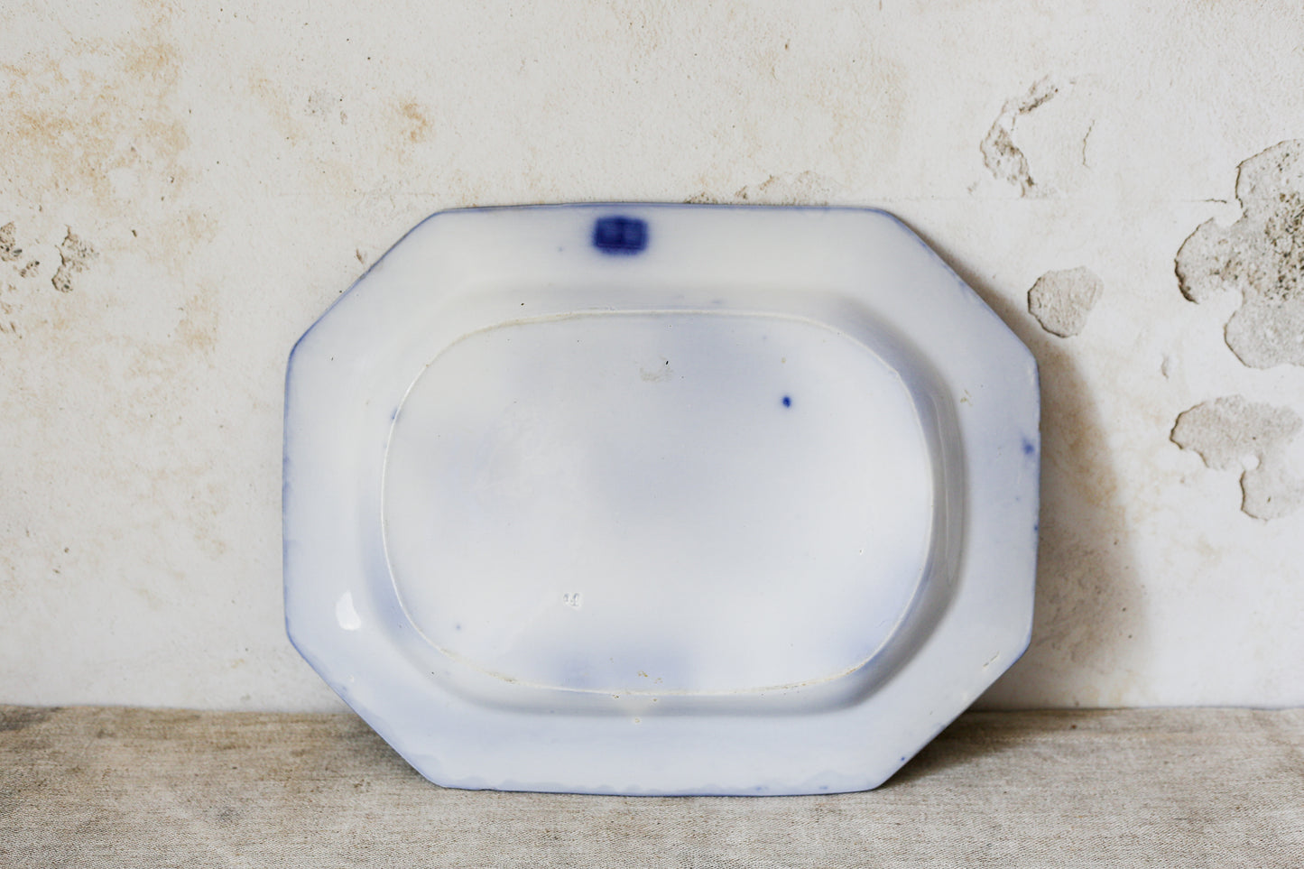 Antique Flow Blue Ironstone 15" Platter – "Indian" Pattern (c. 1850)