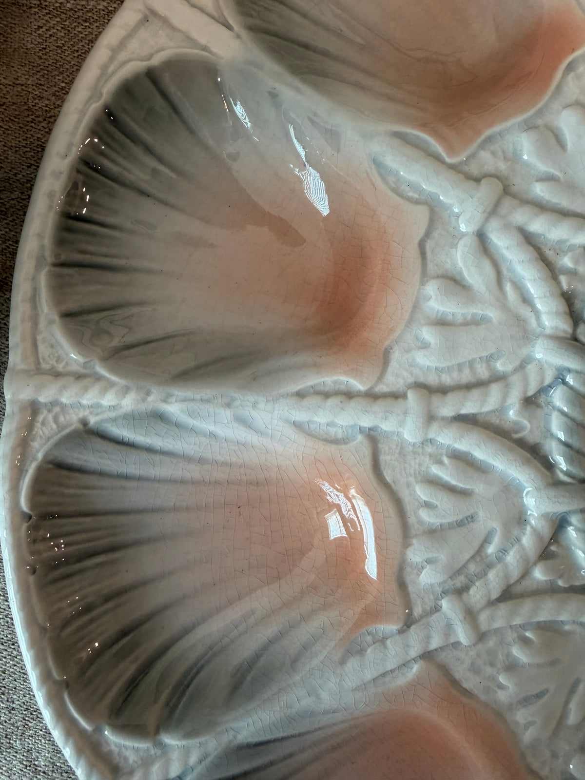 Sarraguemines 12-well master oyster server plate, c1920