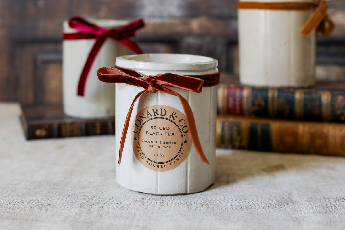Antique English Stoneware Jar 10 oz. Candles