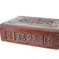 1892 Carved Wood Sloped Desk Box with "JM" Initials