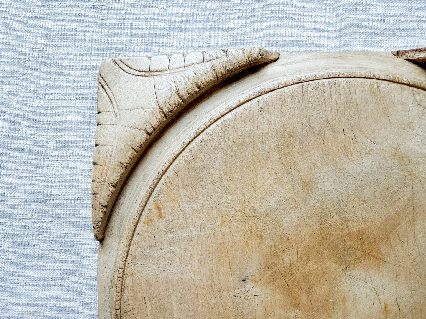 Square Carved Geometric English Bread Board, c1900