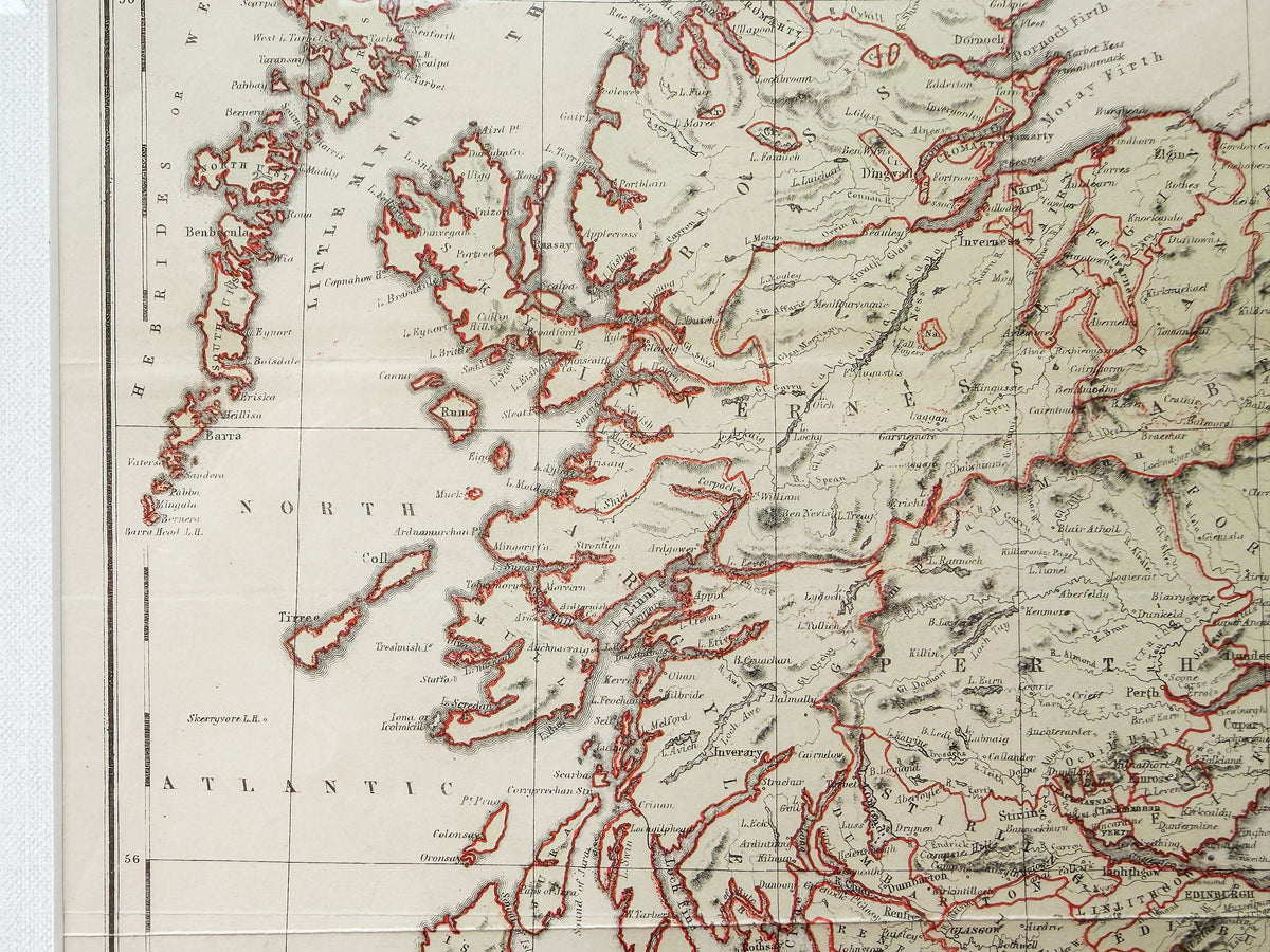 Antique 19th-Century Map of Scotland – W. & R. Chambers in Custom Black and Gold Frame
