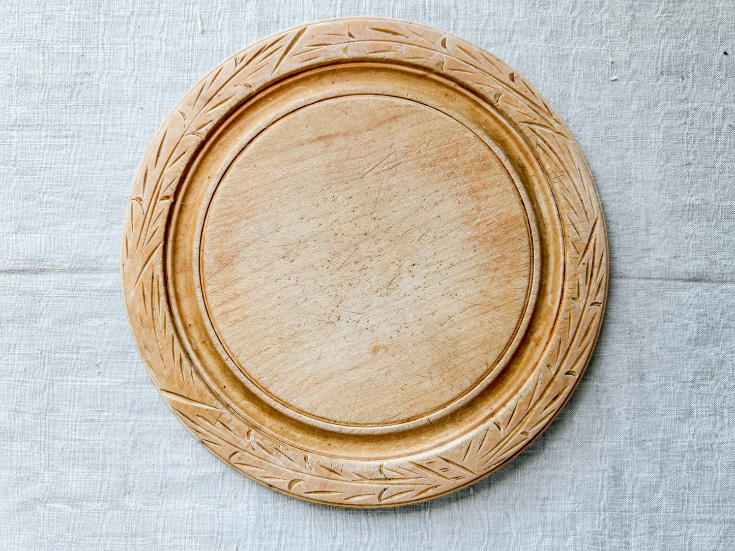 Carved Wheat Border English Bread Board by Bramhall Woodware, c1990