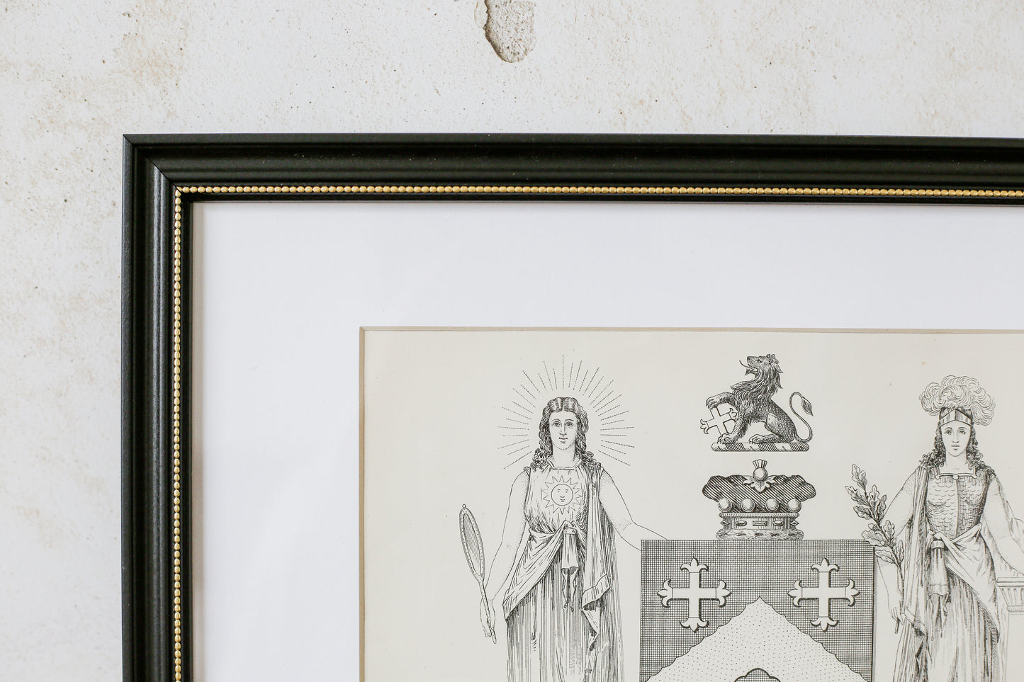 19th Century Coat of Arms of Baron Lloyd Kenyon | Contemporary Black and Gilt Frame