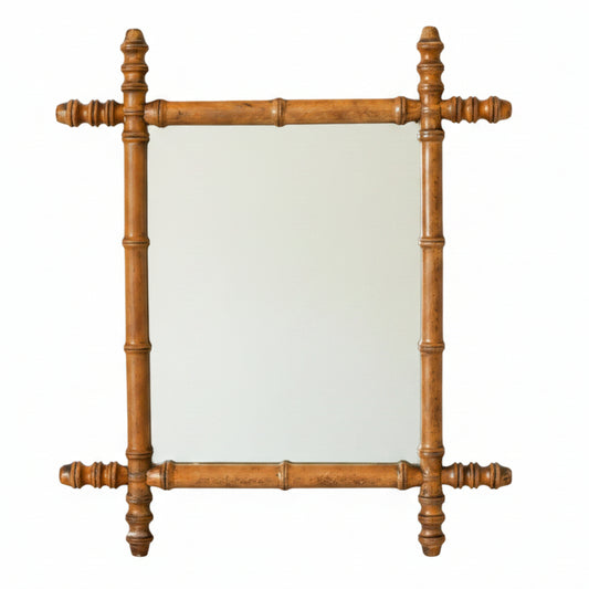 Spindle Tip Faux Bamboo Light-tone Mirror, c1920