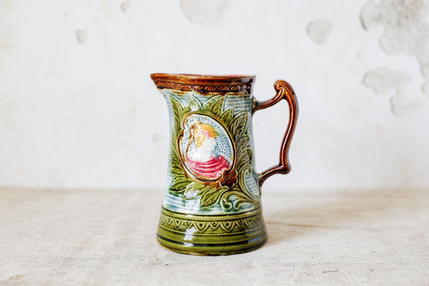 Majolica Jug with Neoclassical Portrait, c1880