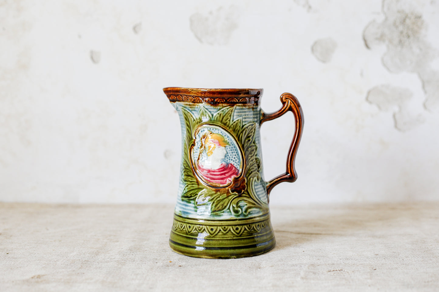 Majolica Jug with Neoclassical Portrait, c1880